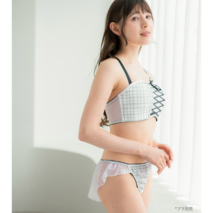 刺繍で描くリッチなマドラスチェックデザイン「スフレフィット002」バックレースシ… | fran de lingerie | 詳細画像5 