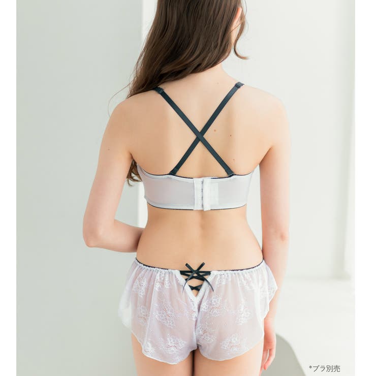 刺繍で描くリッチなマドラスチェックデザイン「スフレフィット002」バックレースシ… | fran de lingerie | 詳細画像8 