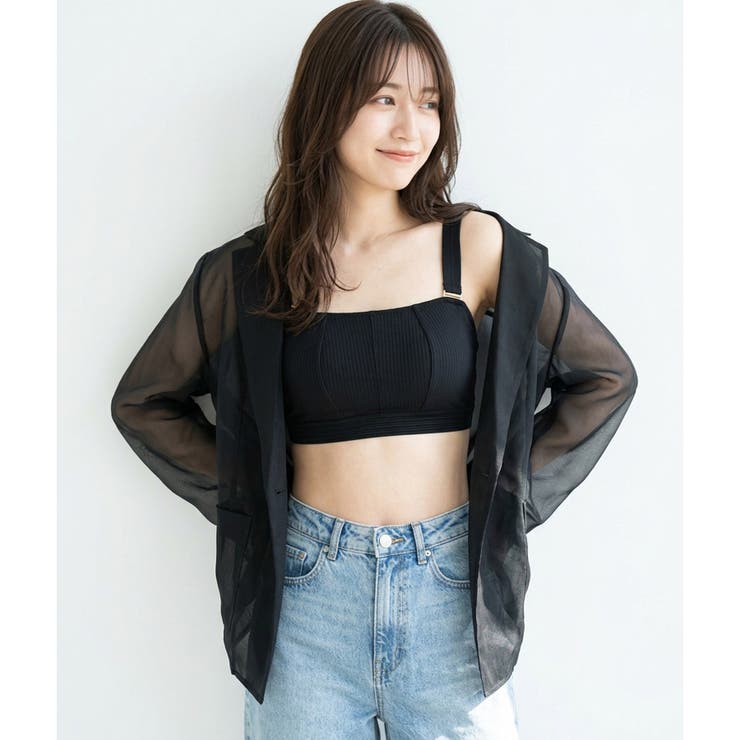 チラ見えOK！リブ素材のスクエアネックブラまるでワイヤーブラのようなノンワイヤー… | fran de lingerie | 詳細画像10 