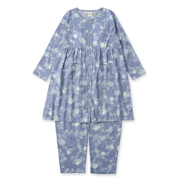 ブルー | soft gauze clothマタニティチュニックセット長袖上下セット | fran de lingerie