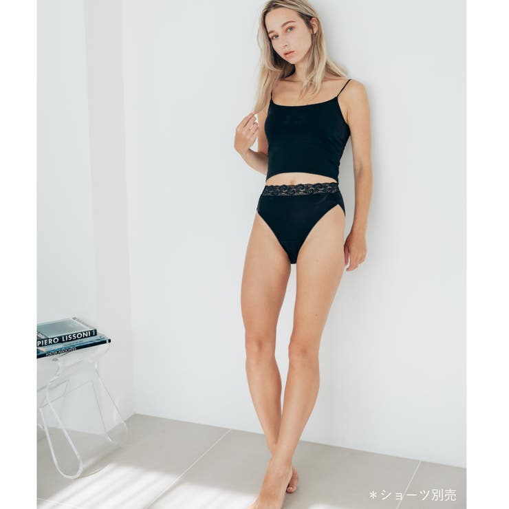 さらっと滑らかなシルキーリネンクロップド丈のパッド付きキャミ 「シルキーリネン … | fran de lingerie | 詳細画像4 