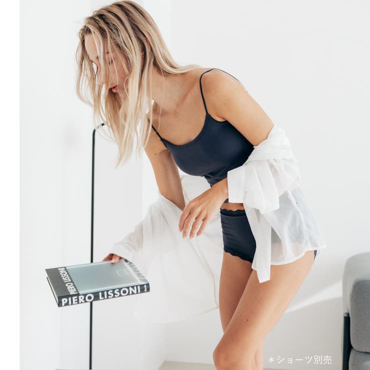 さらっと滑らかなシルキーリネンクロップド丈のパッド付きキャミ 「シルキーリネン … | fran de lingerie | 詳細画像15 