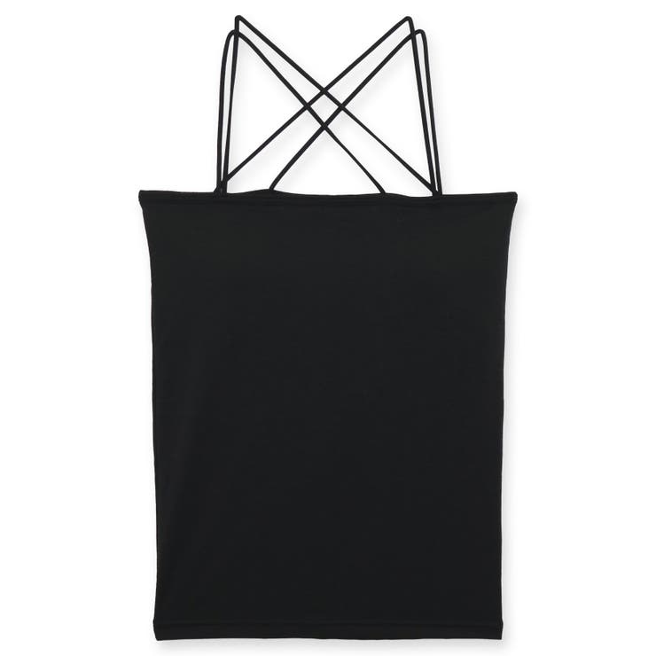 ブラック | さらっと滑らかなシルキーリネンシンプルデザインのパッド付きキャミ 「シルキーリネ… | fran de lingerie