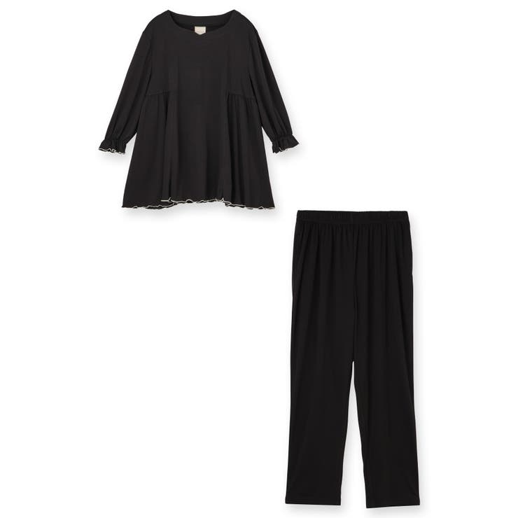 ブラック | ≪tororelax とろリラ≫ 七分袖プルオーバー&テーパードパンツ | fran de lingerie