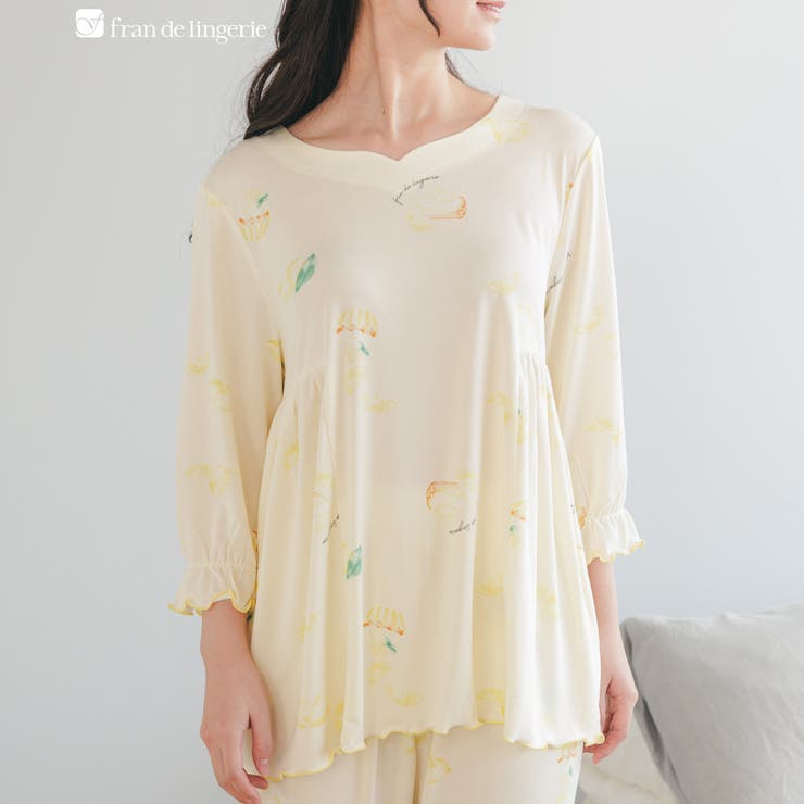 アイボリー | ≪tororelax とろリラ≫ 七分袖プルオーバー&テーパードパンツ | fran de lingerie