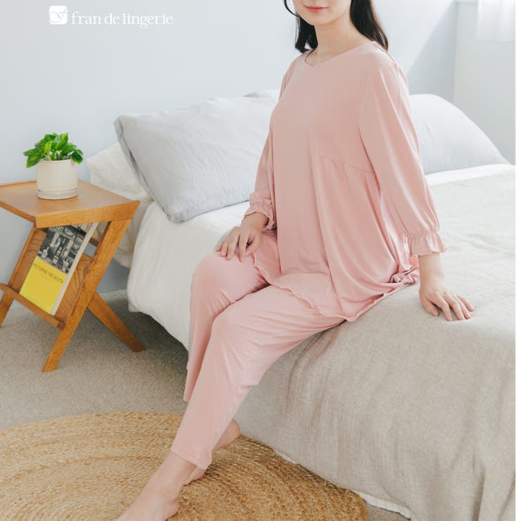 ローズピンク | ≪tororelax とろリラ≫ 七分袖プルオーバー&テーパードパンツ | fran de lingerie