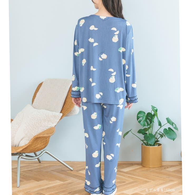 ≪tororelax とろリラ≫ 胸元タック長袖プルオーバー＆リラックスロングパ… | fran de lingerie | 詳細画像9 