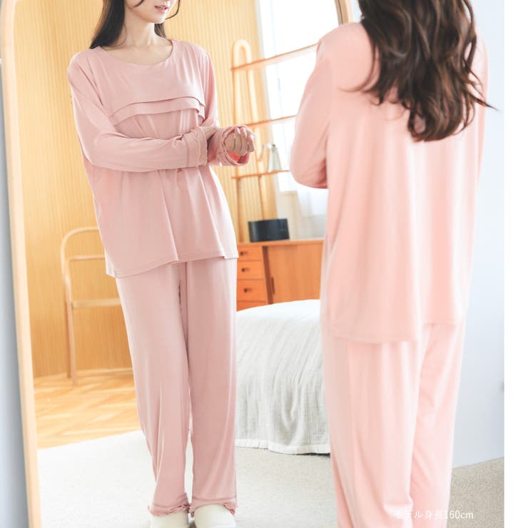 ≪tororelax とろリラ≫ 胸元タック長袖プルオーバー＆リラックスロングパ… | fran de lingerie | 詳細画像11 