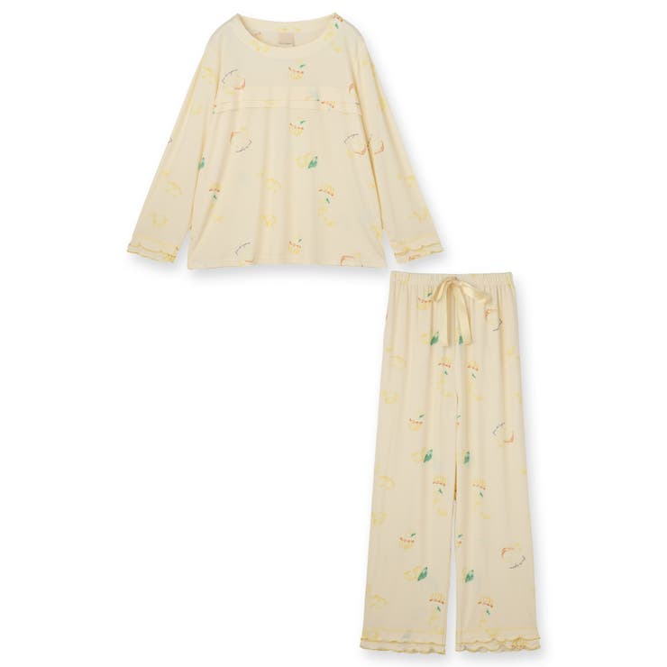 アイボリー | ≪tororelax とろリラ≫ 胸元タック長袖プルオーバー＆リラックスロングパ… | fran de lingerie