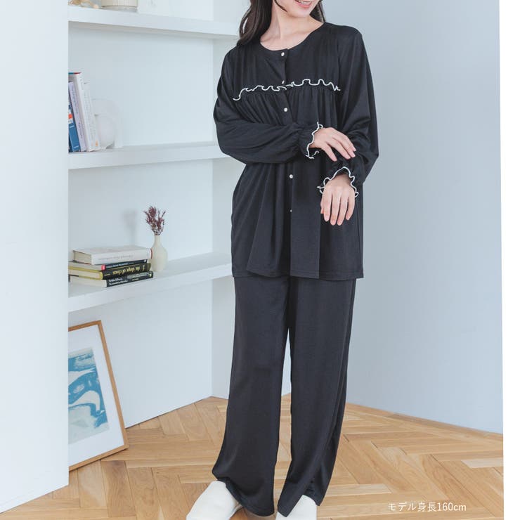 ≪tororelax とろリラ≫ 前開き長袖シャツ＆イージーロングパンツ | fran de lingerie | 詳細画像4 