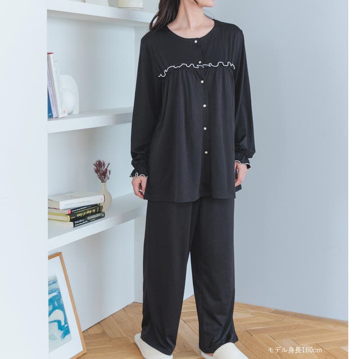 ≪tororelax とろリラ≫ 前開き長袖シャツ＆イージーロングパンツ | fran de lingerie | 詳細画像5 