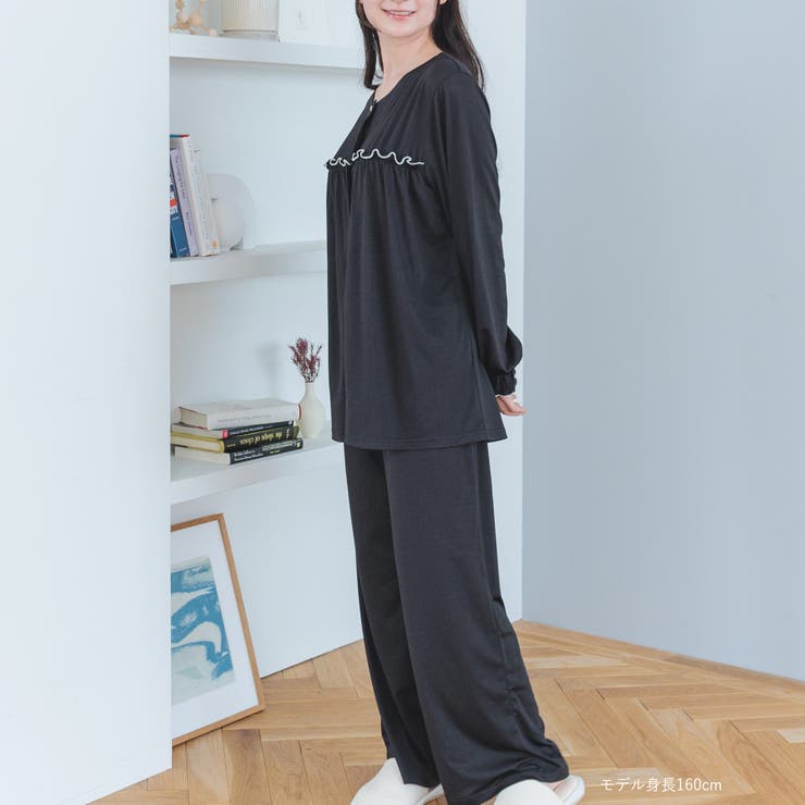 ≪tororelax とろリラ≫ 前開き長袖シャツ＆イージーロングパンツ | fran de lingerie | 詳細画像6 