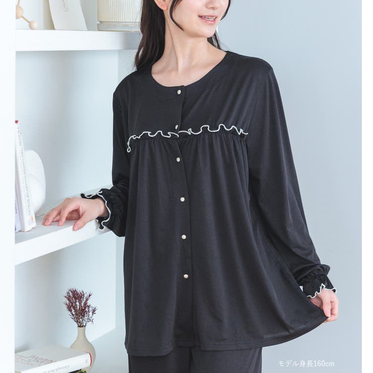 ≪tororelax とろリラ≫ 前開き長袖シャツ＆イージーロングパンツ | fran de lingerie | 詳細画像7 