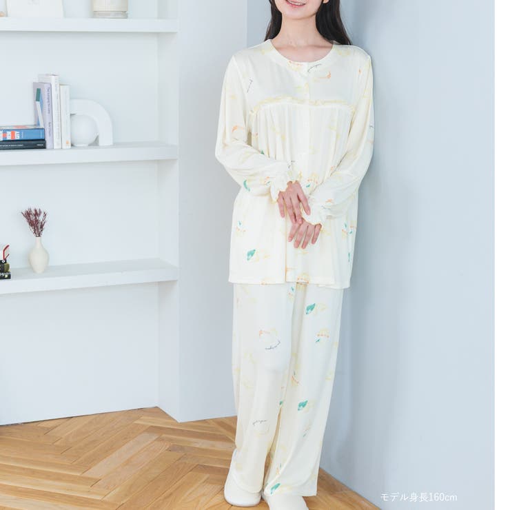 ≪tororelax とろリラ≫ 前開き長袖シャツ＆イージーロングパンツ | fran de lingerie | 詳細画像9 