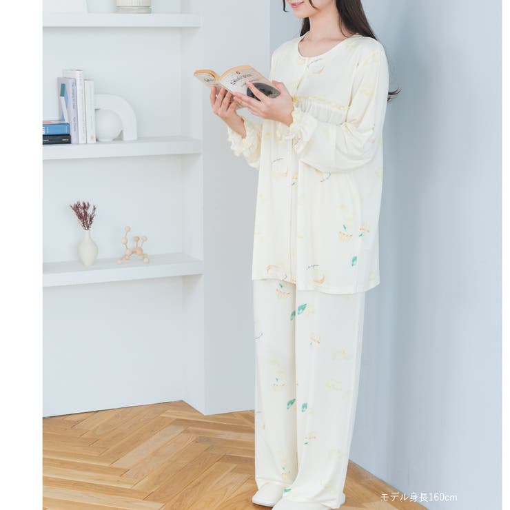 ≪tororelax とろリラ≫ 前開き長袖シャツ＆イージーロングパンツ | fran de lingerie | 詳細画像11 