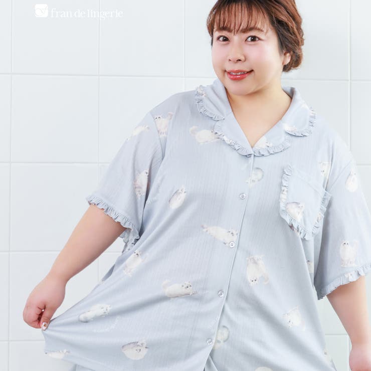 ライトグレー | 餅田コシヒカリ×フランデランジェリーのとびきりキュートなリラックスパジャマ選べる… | fran de lingerie