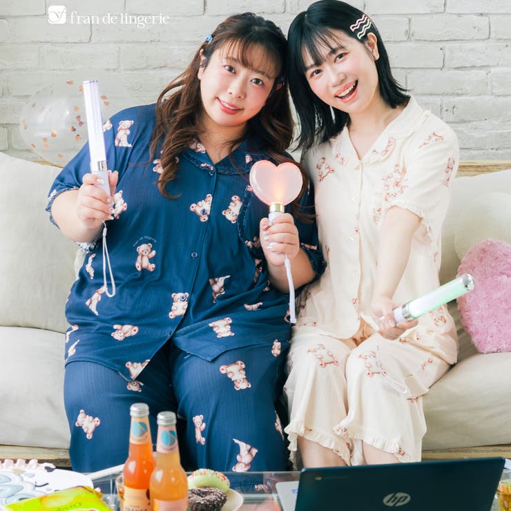 ネイビー | 餅田コシヒカリ×フランデランジェリーのとびきりキュートなリラックスパジャマ選べる… | fran de lingerie