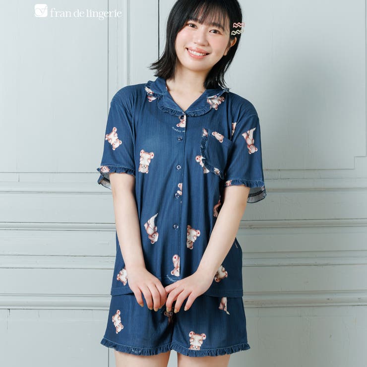 ネイビー1 | 餅田コシヒカリ×フランデランジェリーのとびきりキュートなリラックスパジャマ選べる… | fran de lingerie