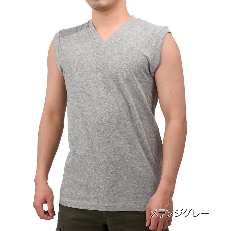 福助 公式 メンズ fukuske FUN Vネック スリーブレス Tシャツ[品番
