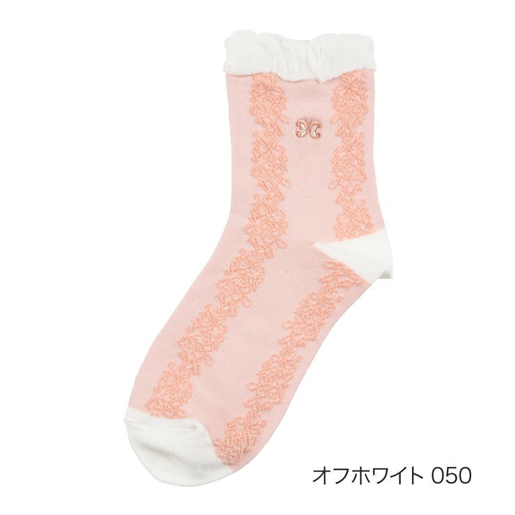 オフホワイト050 | HANAEMORI(ハナエモリ) 靴下 スパイラル柄 | 福助オンラインストア