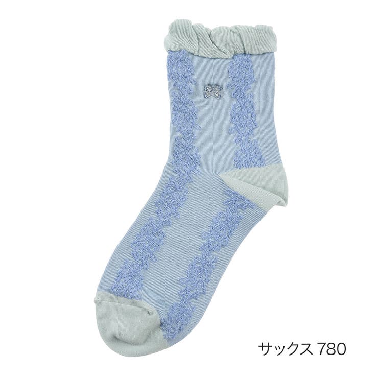 サックス780 | HANAEMORI(ハナエモリ) 靴下 スパイラル柄 | 福助オンラインストア