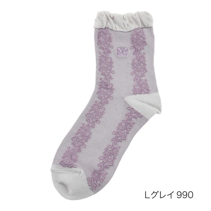 Ｌグレイ990 | HANAEMORI(ハナエモリ) 靴下 スパイラル柄 | 福助オンラインストア