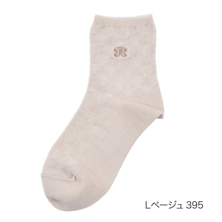 Ｌベージュ395 | HANAEMORI(ハナエモリ) 靴下 リンクス柄 | 福助オンラインストア