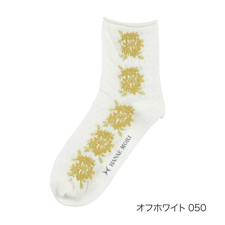 オフホワイト050 | HANAEMORI(ハナエモリ) 靴下 花柄 | 福助オンラインストア
