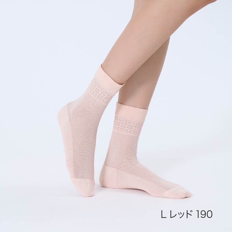 Ｌレッド190 | 満足(マンゾク) さらさら爽感 靴下 | 福助オンラインストア