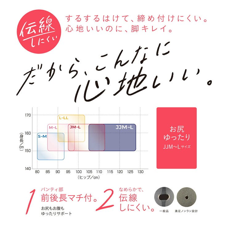 レディースストッキング無地SCYゾッキ伝線しにくいノンラン設計前後長マチ付き