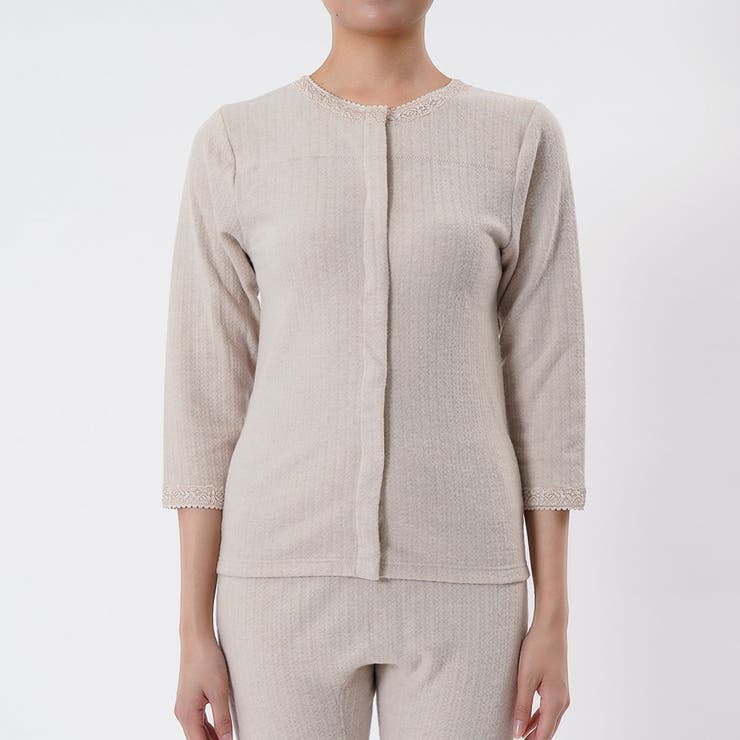 福助 公式 8分袖シャツ 長袖  気心地自慢 無地 部分レース 50-9920 | 福助オンラインストア | 詳細画像3 