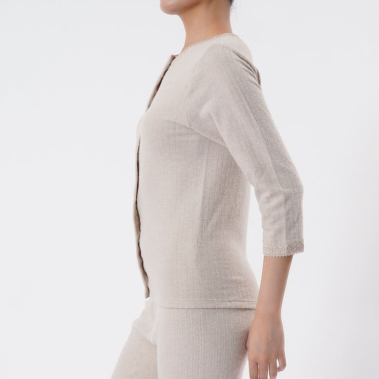 福助 公式 8分袖シャツ 長袖  気心地自慢 無地 部分レース 50-9920 | 福助オンラインストア | 詳細画像4 