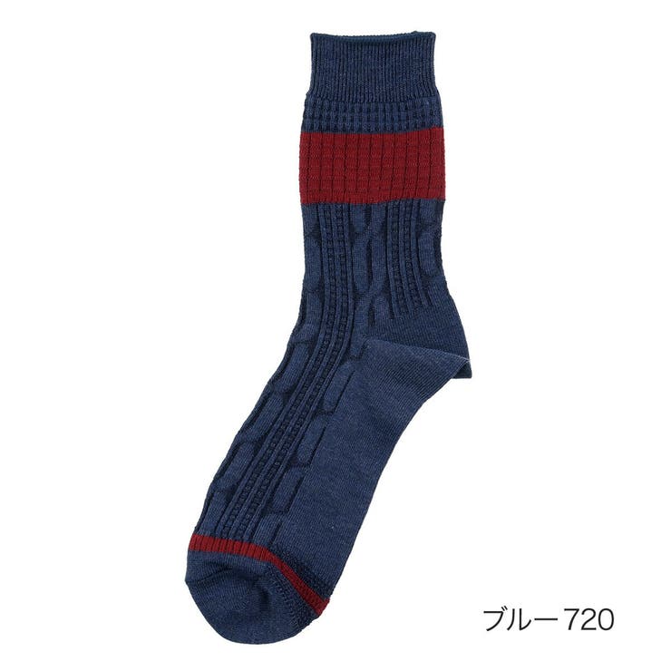 ブルー720 | MURENO(ムレノ) 靴下 縄柄×ワッフルリンクス | 福助オンラインストア