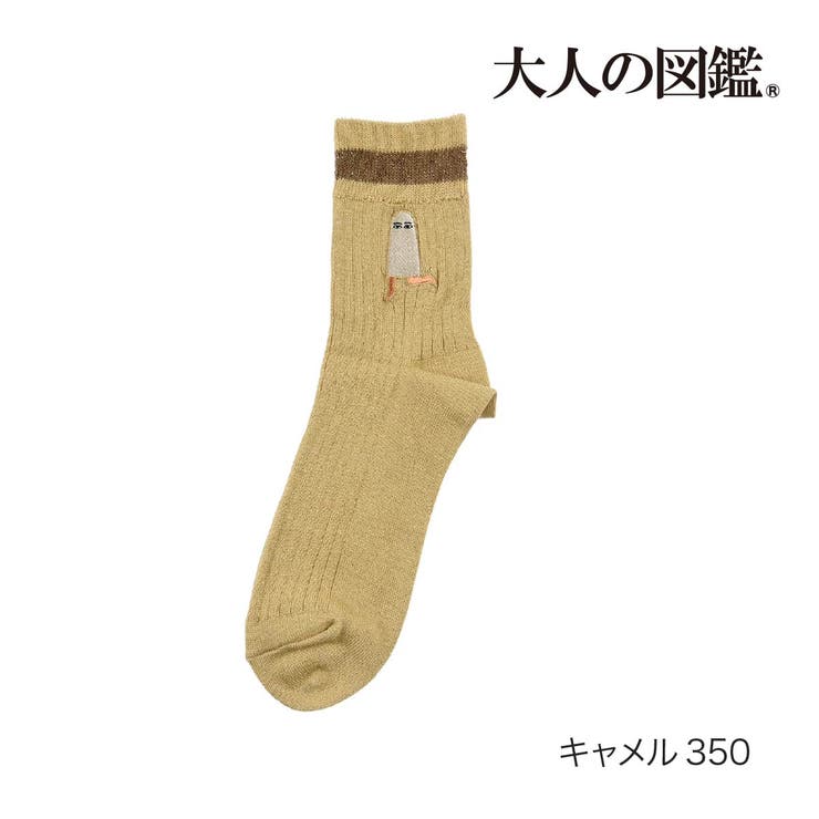 キャメル350 | 大人の図鑑 靴下 刺繍 | 福助オンラインストア