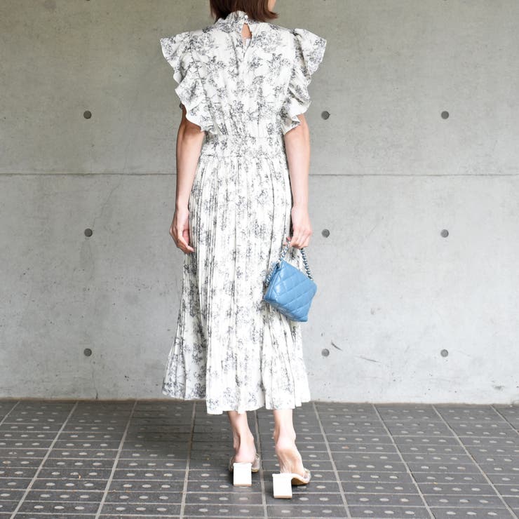 ★ChicLine★ レンティエル シャーリングプリーツワンピース 花柄シャーリングプリーツワンピース[ey001] | レディース