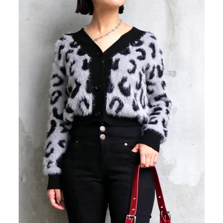 グレー | シャギーヒョウガラカーデ | FUN