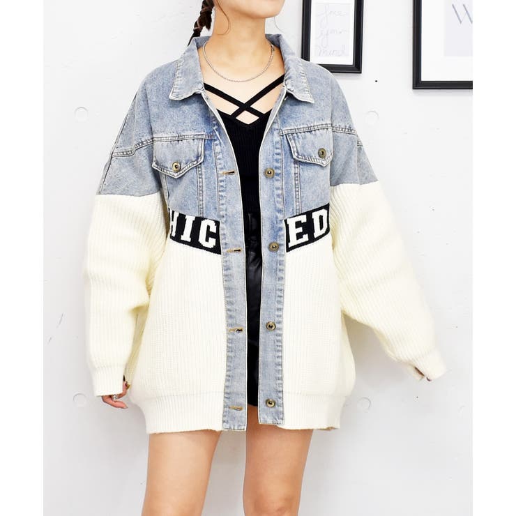 デニム×ニットビッグジャケット[品番：TRNW0002015]｜FUN（ファン）の