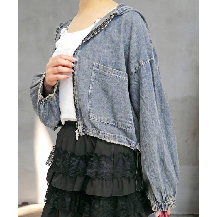 フードデニムブルゾン | FUN | 詳細画像4 