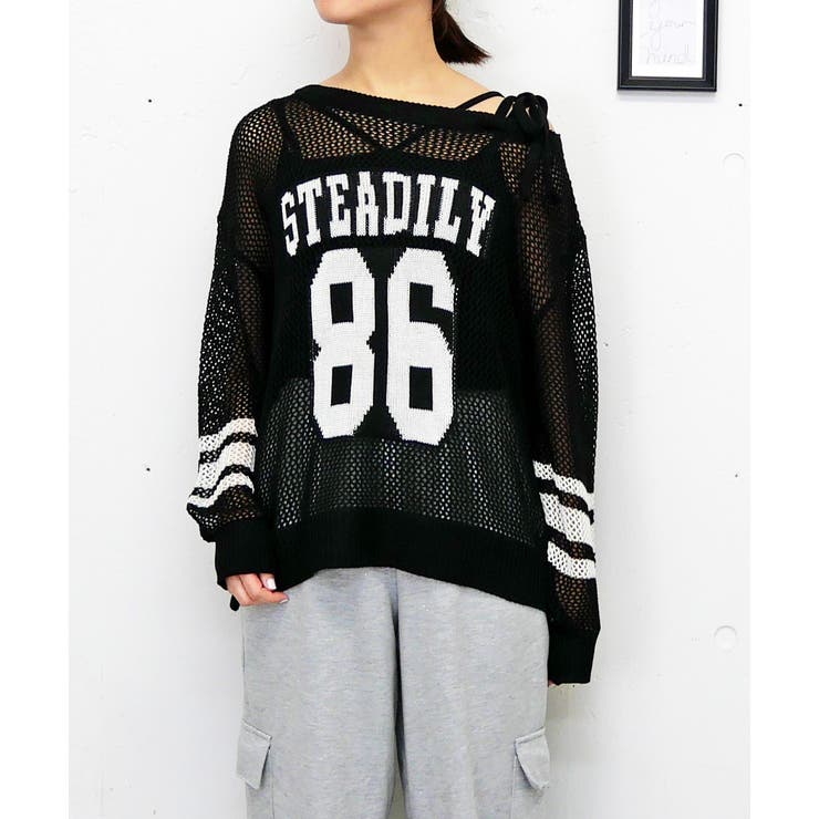 ブラック | ナンバリングメッシュニット | FUN