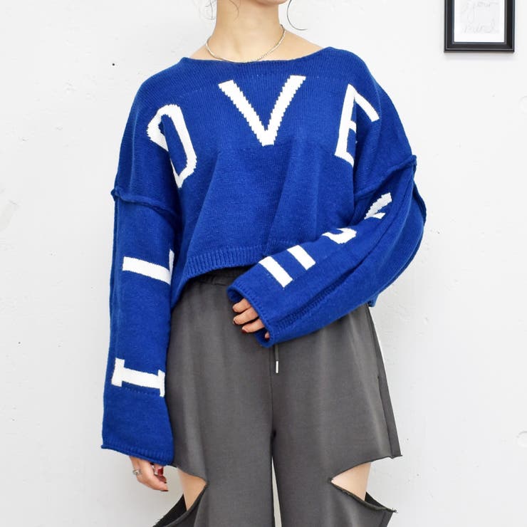 LOVELLESS ブラック34 トレーナーシャッフルロゴニットプルオーバー anyfee/プラスサイズ】ジャガードロゴニットプルオーバー Life