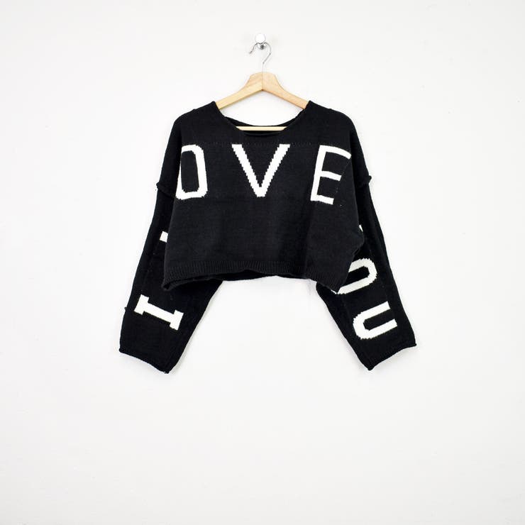 LOVELLESS ブラック34 トレーナーシャッフルロゴニットプルオーバー anyfee/プラスサイズ】ジャガードロゴニットプルオーバー Life