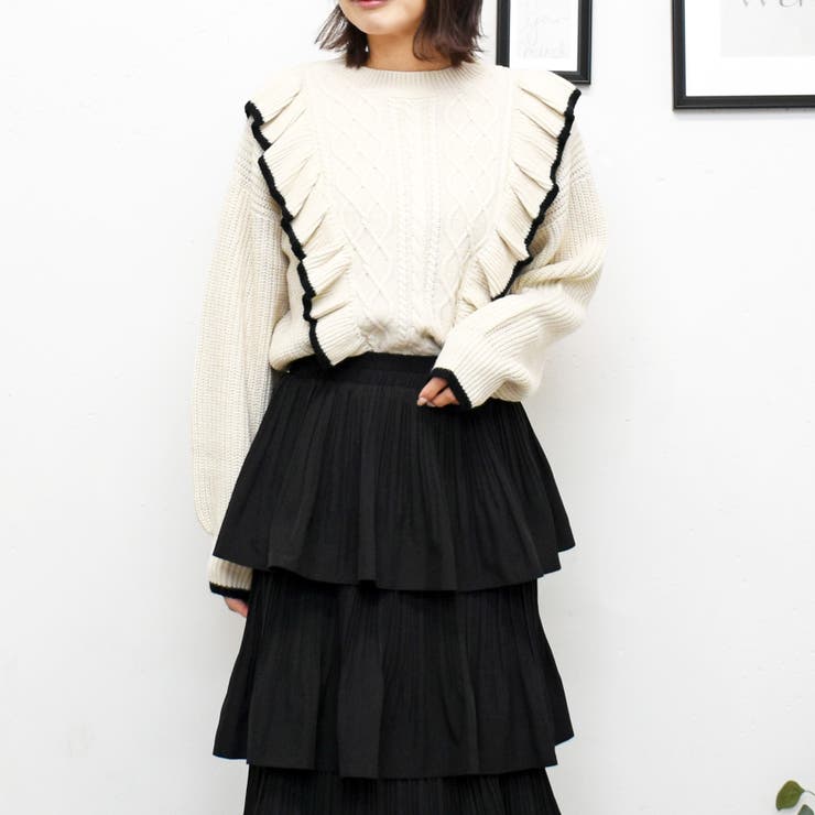 配色フリルニット[品番：TRNW0000767]｜FUN（ファン）のレディース