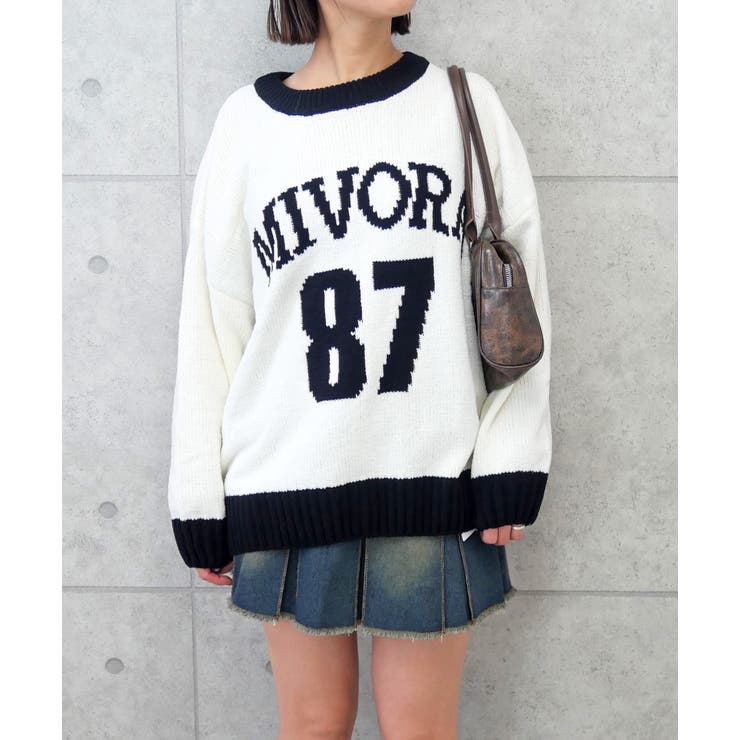 アイボリー | モールナンバリングニット | FUN