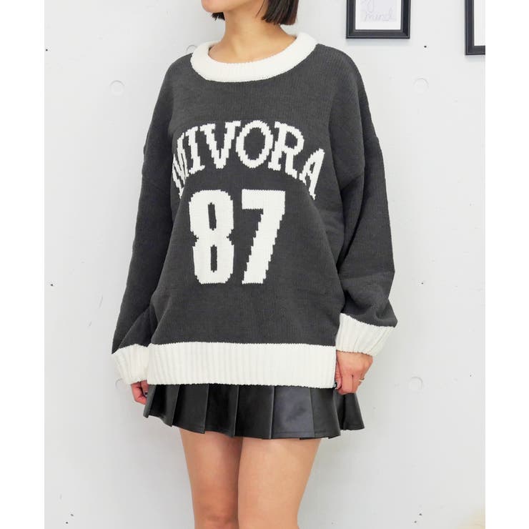 チャコールグレー | モールナンバリングニット | FUN