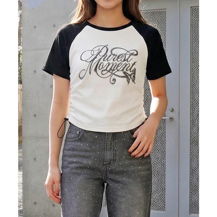 ブラック | ラメロゴカットソー | FUN