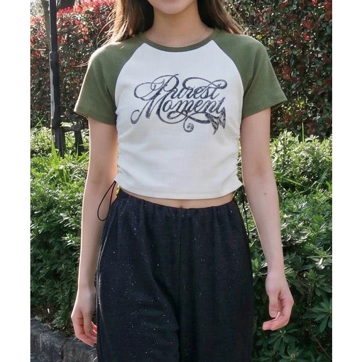 カーキ | ラメロゴカットソー | FUN