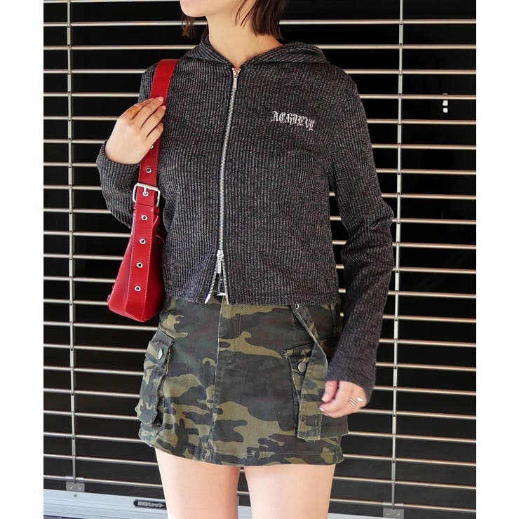 ブラック | フードジッププルオーバー | FUN