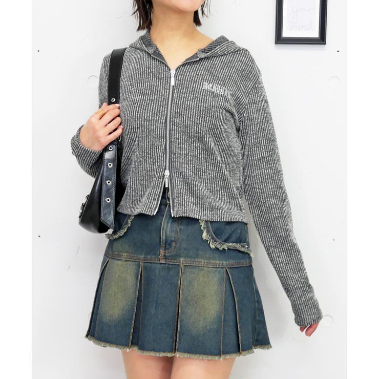 グレー | フードジッププルオーバー | FUN