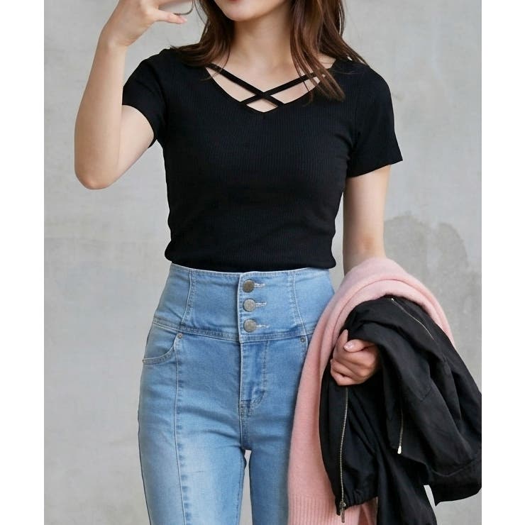 ブラック | リブクロスプルオーバー | FUN