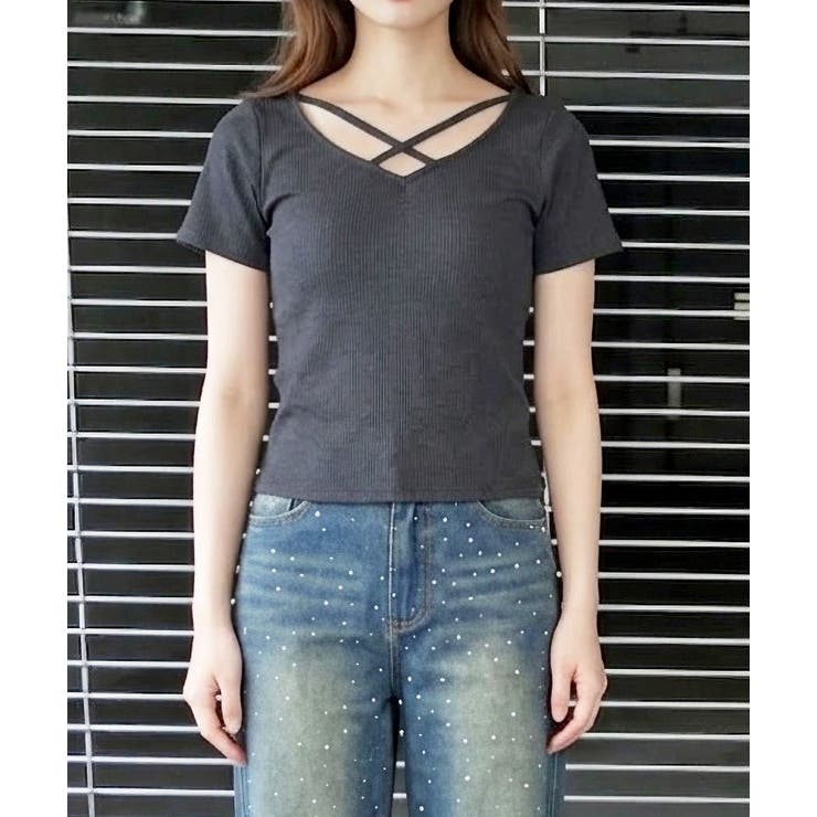 チャコールグレー | リブクロスプルオーバー | FUN